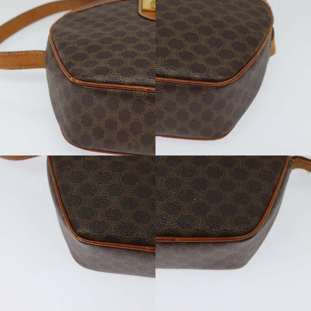 CELINE Macadam Canvas Shoulder Bag Pvc Leather Brown Gold - Picture 10 of 12